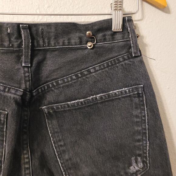 Agolde 90s Pinch Waist Button Fly Jeans Womens 25 Black Distressed High Rise - Picture 10 of 12